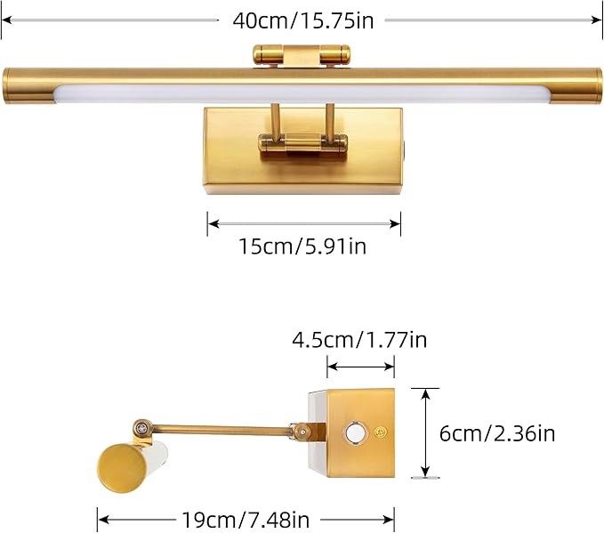 TYhogar LED lampa do lustra łazienkowego 40cm 8W Złota