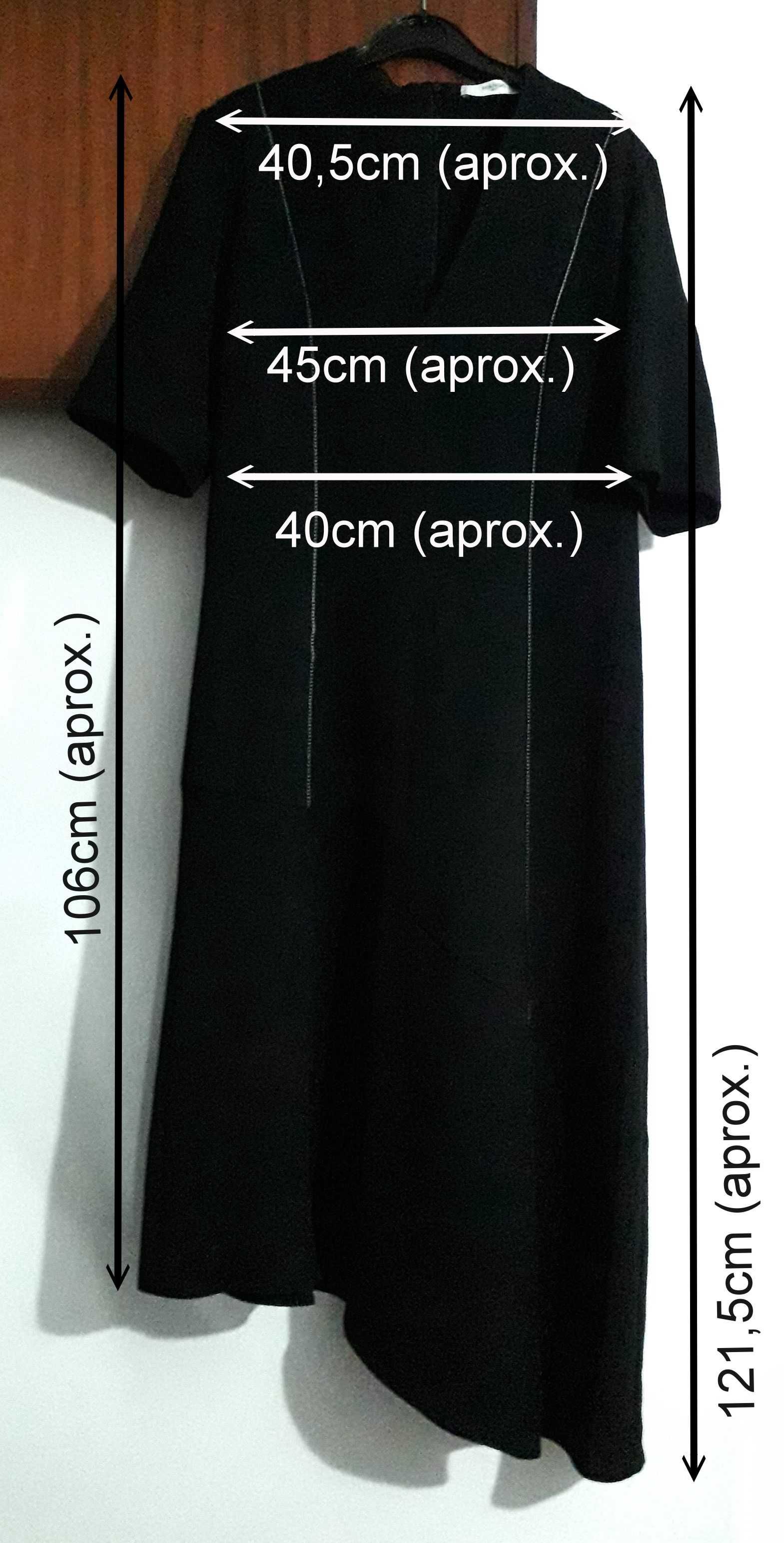 Vestido preto assimétrico com pespontos Mango tam M Novo c/etiqueta