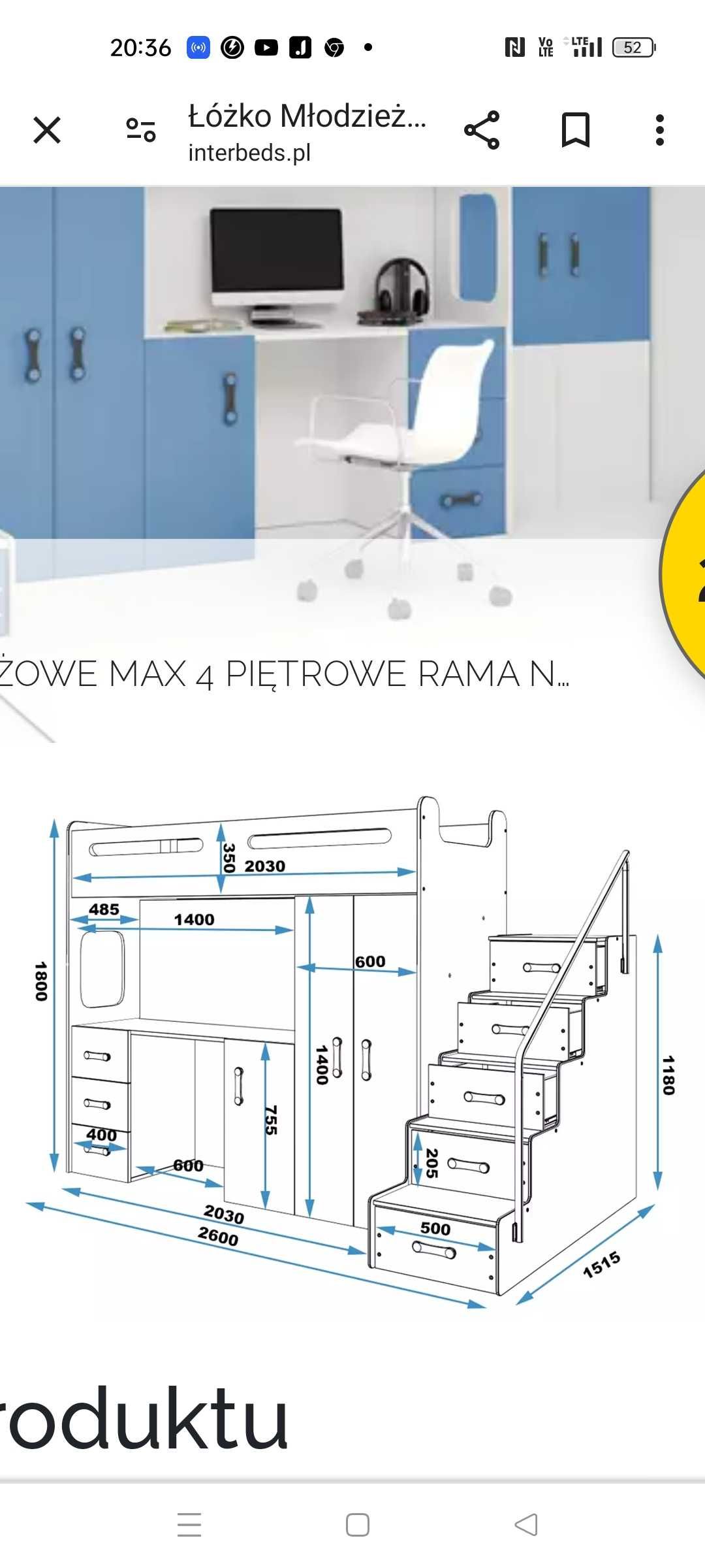 Łóżko piętrowe dziecięce Max4