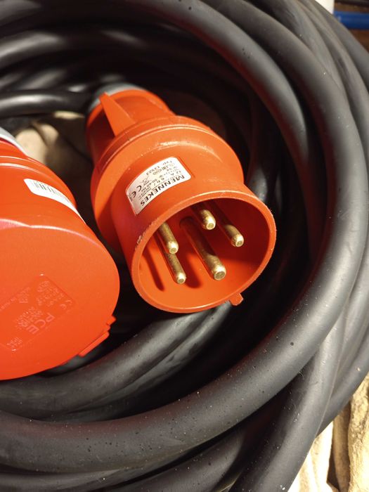 przedłużacz budowlany siłowy 32A 5x6  guma 15m