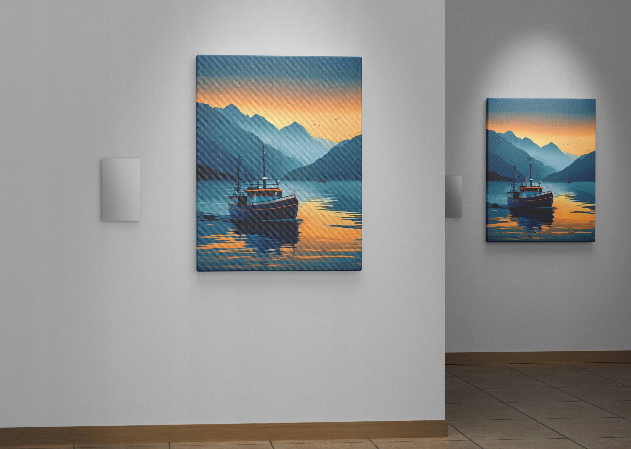 Obraz na płótnie "Zachód Słońca na Morzu" 45x60 cm do salonu