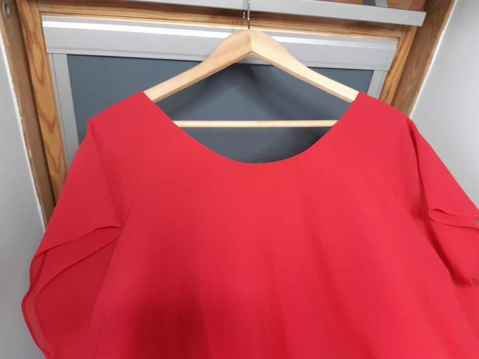 różowa malinowa długa sukienka maxi plisowana weselna plus size XXXL