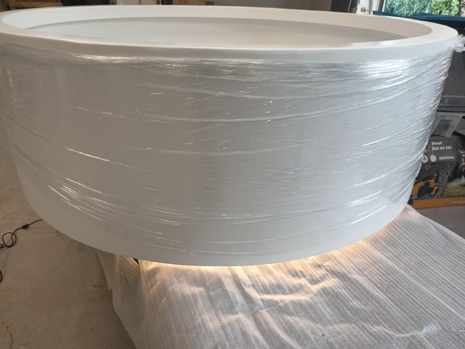 Donica duża biała tarasowa okrągła nowa 140 cm x 50 cm