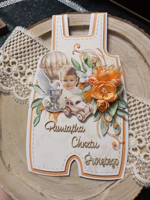 Kartka okolicznościowa na chrzest dla chłopca handmade