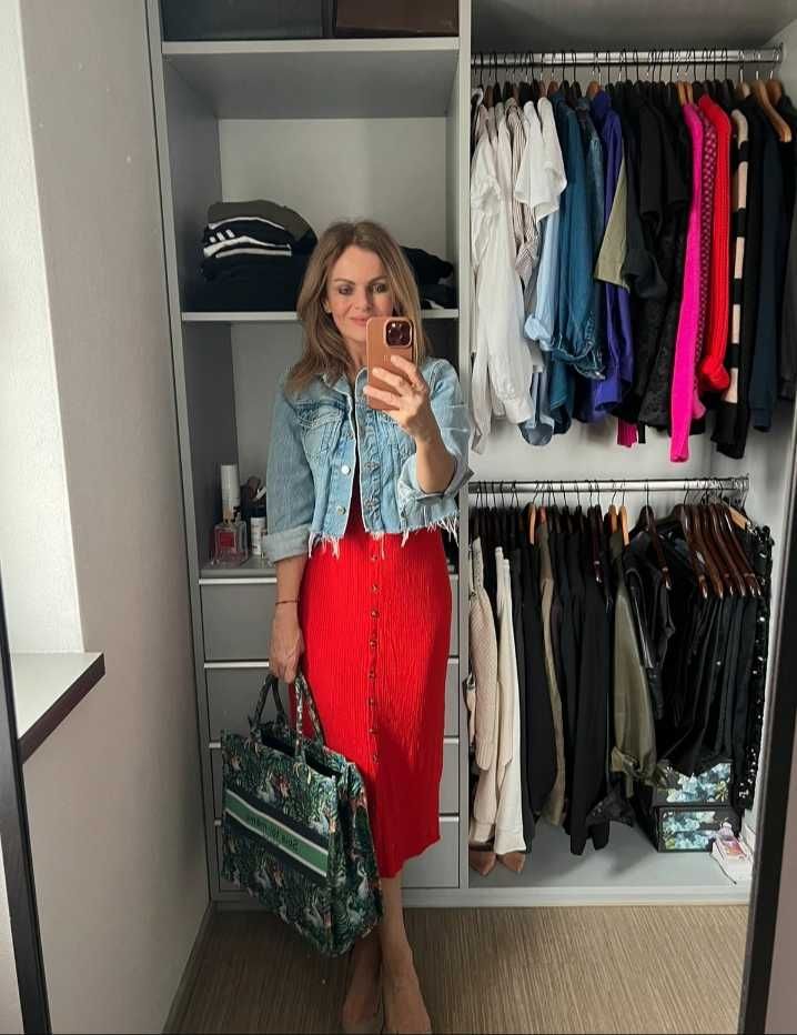 H&M śliczna długa MIDI maxi czerwona sukienka M