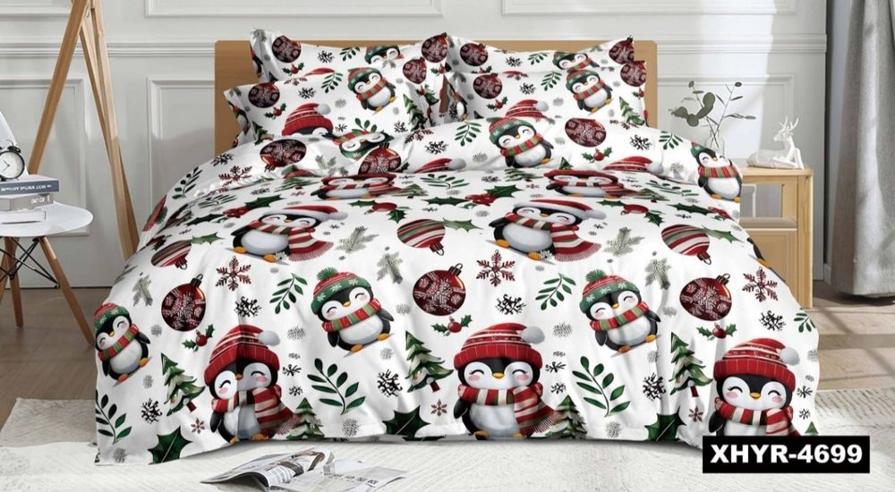 Новорічна тепла постільна білизна, 100% бавовна, фланель/байка лише в