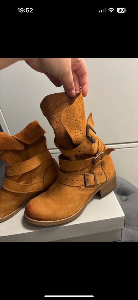 Wojas buty skórzane, botki zamsz,niwe, r.37