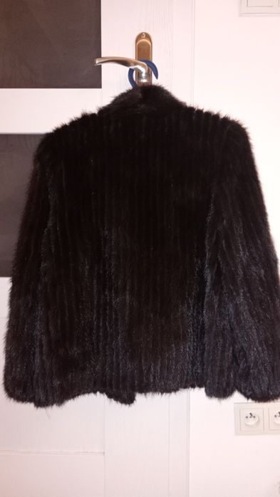 Naturalne futro z norek, norki kurtka czarne, S M L  czarne
