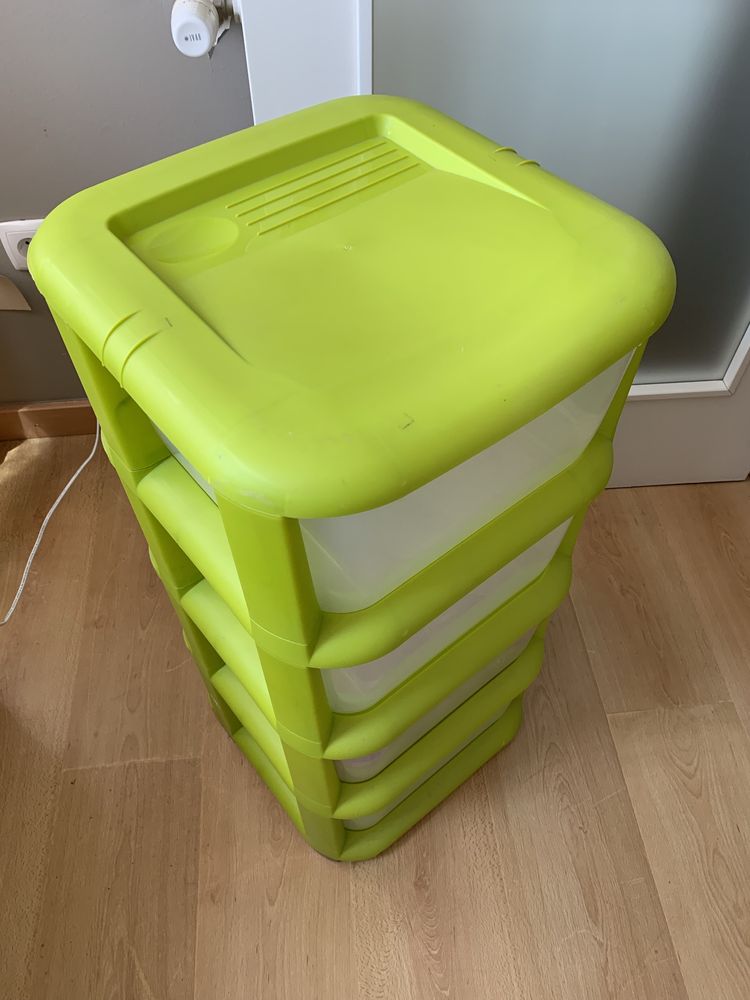 Bloco de gavetas verde de plástico para crianças