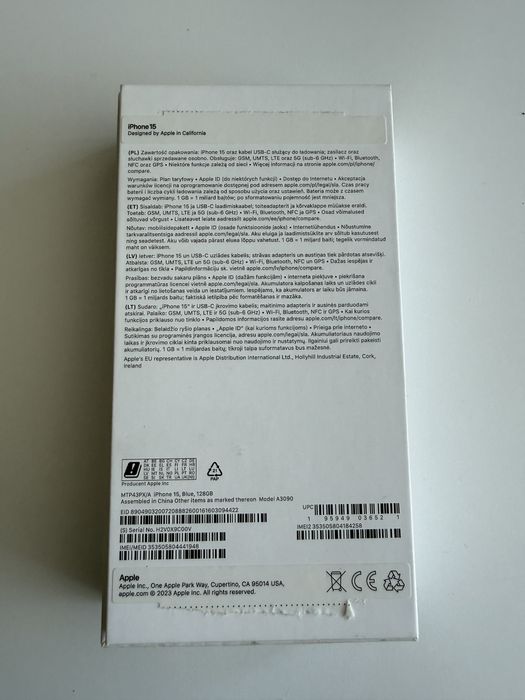 Iphone 15 Apple 128 gb niebieski!
