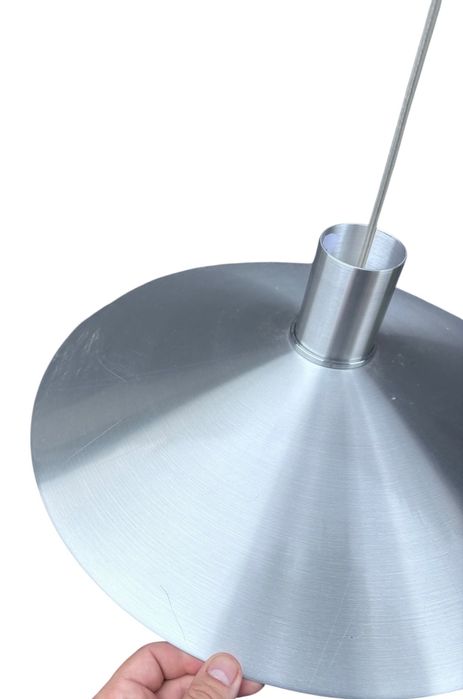 duńska lampa wisząca srebrna dania retro prl space Age