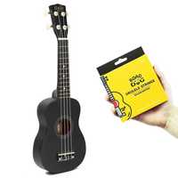 Czarne Ukulele sopranowe Korala + zapasowe nowe struny gratis