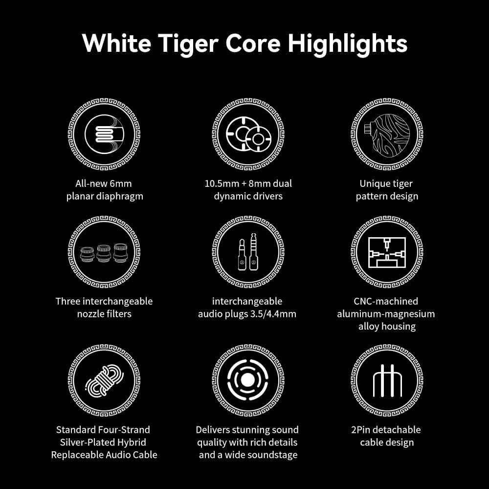 ⇒ TRN White Tiger - гибридные наушники (2DD+1Pla), с модульным кабелем