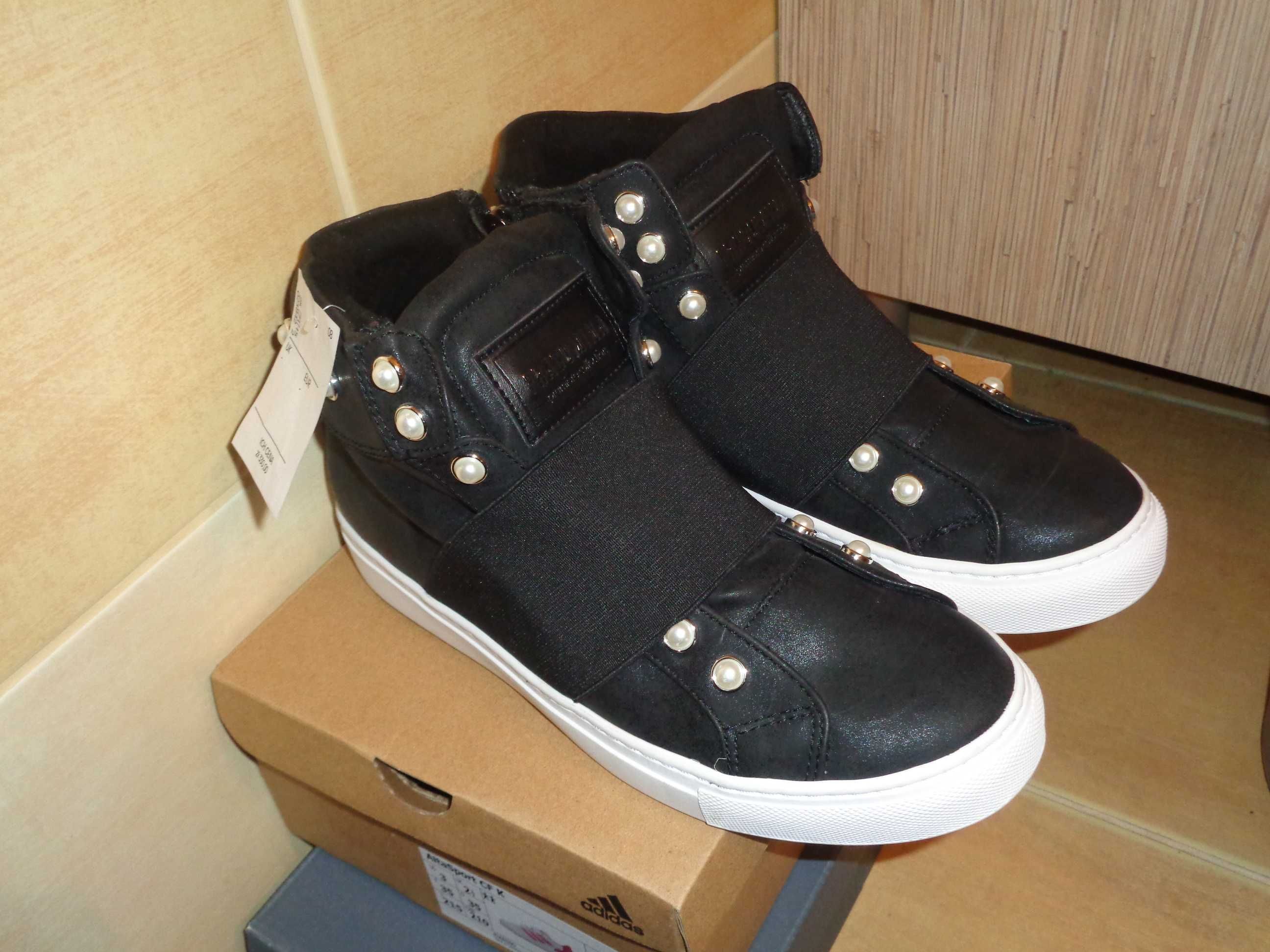 FRACOMINA oryginalne czarne sneakersy wysokie buty OKAZJA nowe 39