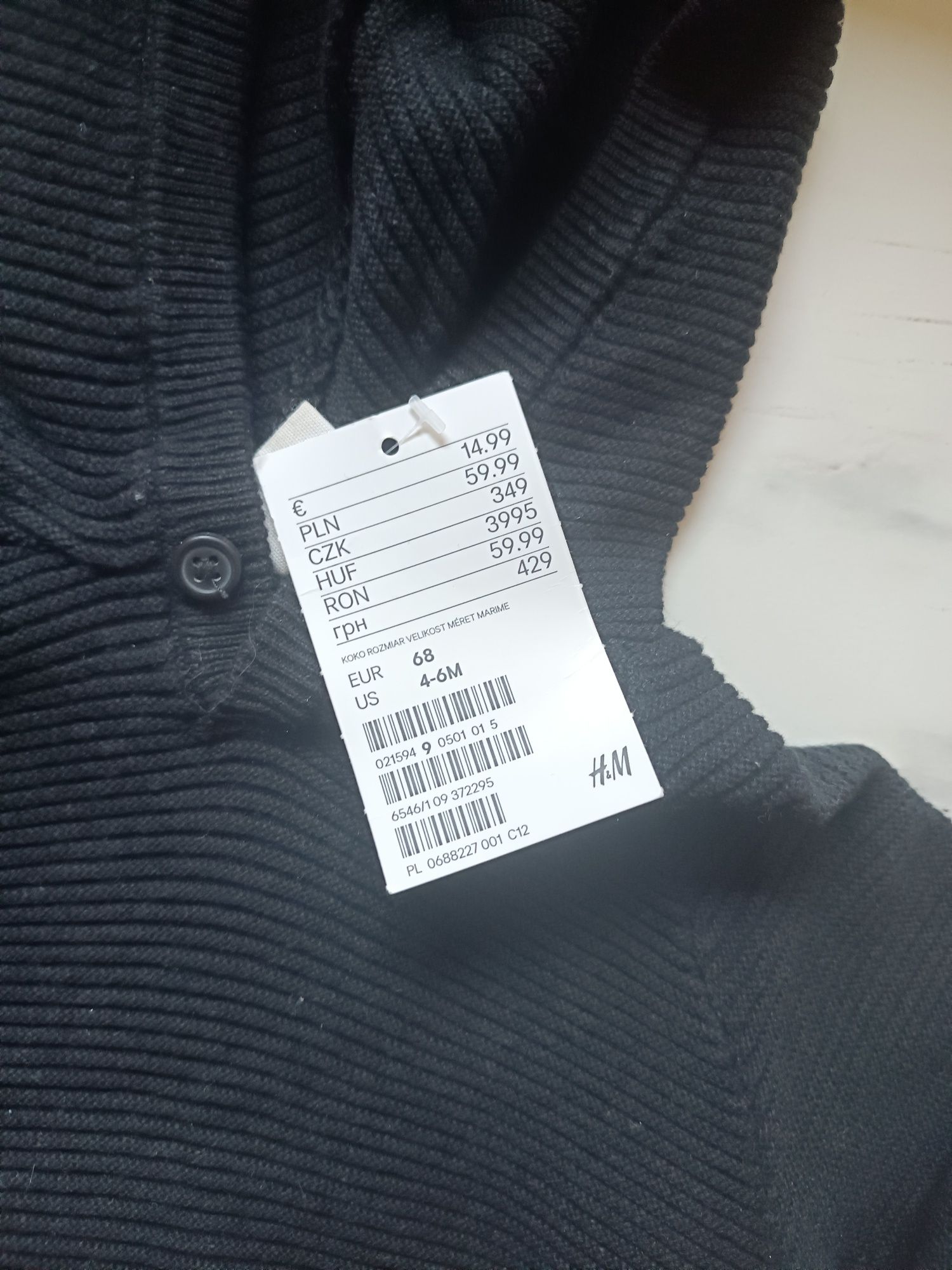 Nowa bluza sweter H&M 68 czarna dla chlopca