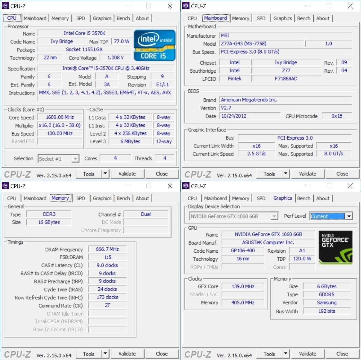 Komputer Stacjonarny- Intel i5 3570k - GTX 1060 -Windows 10- 1TB WiFi