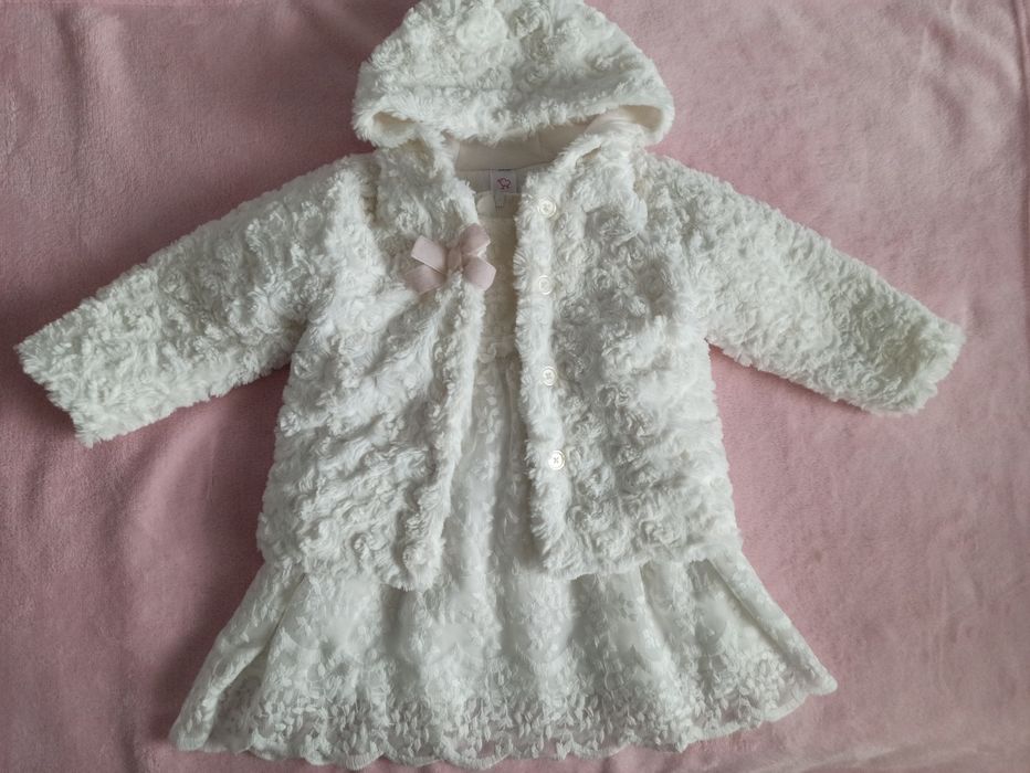 Zestaw do chrztu sukienka i płaszczyk