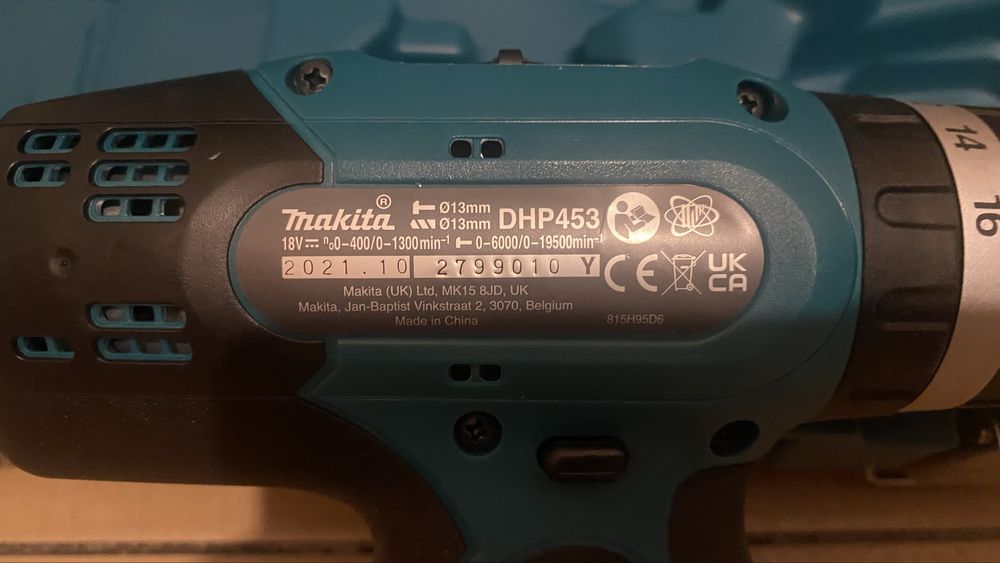 Makita 18v. Wkrętarka dhp453 udar+walizka. Nowe