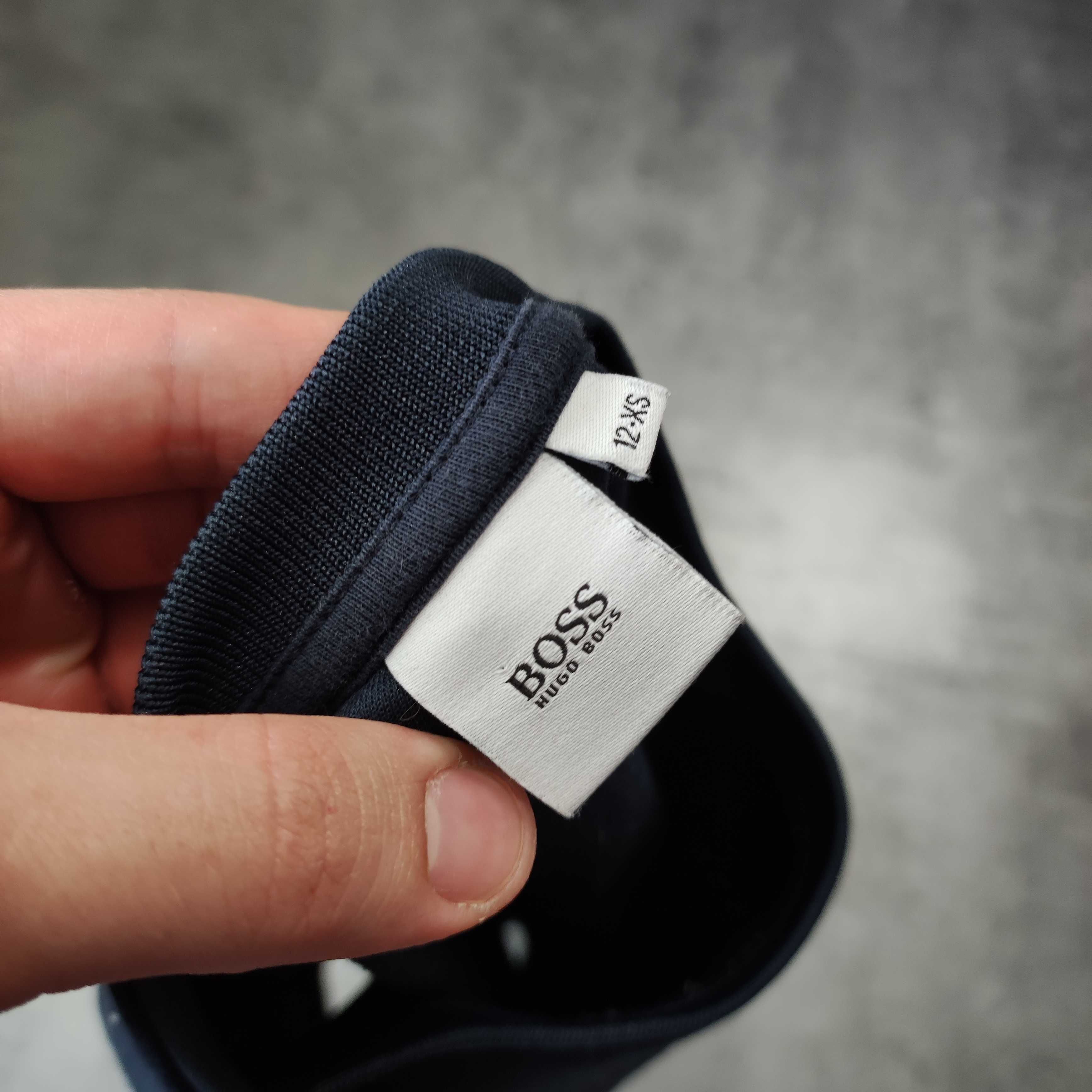 DAMSKA PREMIUM Bluza Sukienka Dłuższa Lampas Logo Granatowa Hugo Boss