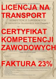 Licencja na Transport - Certyfikat Kompetencji Zawodowych Faktura