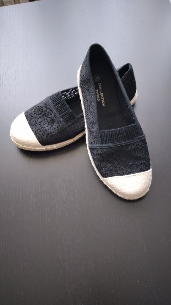 Espadryle tenisówki czarne roz. 38