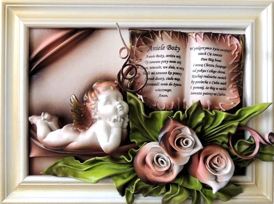 Obraz z dedykacją na komunię chrzest PREZENT pamiątka