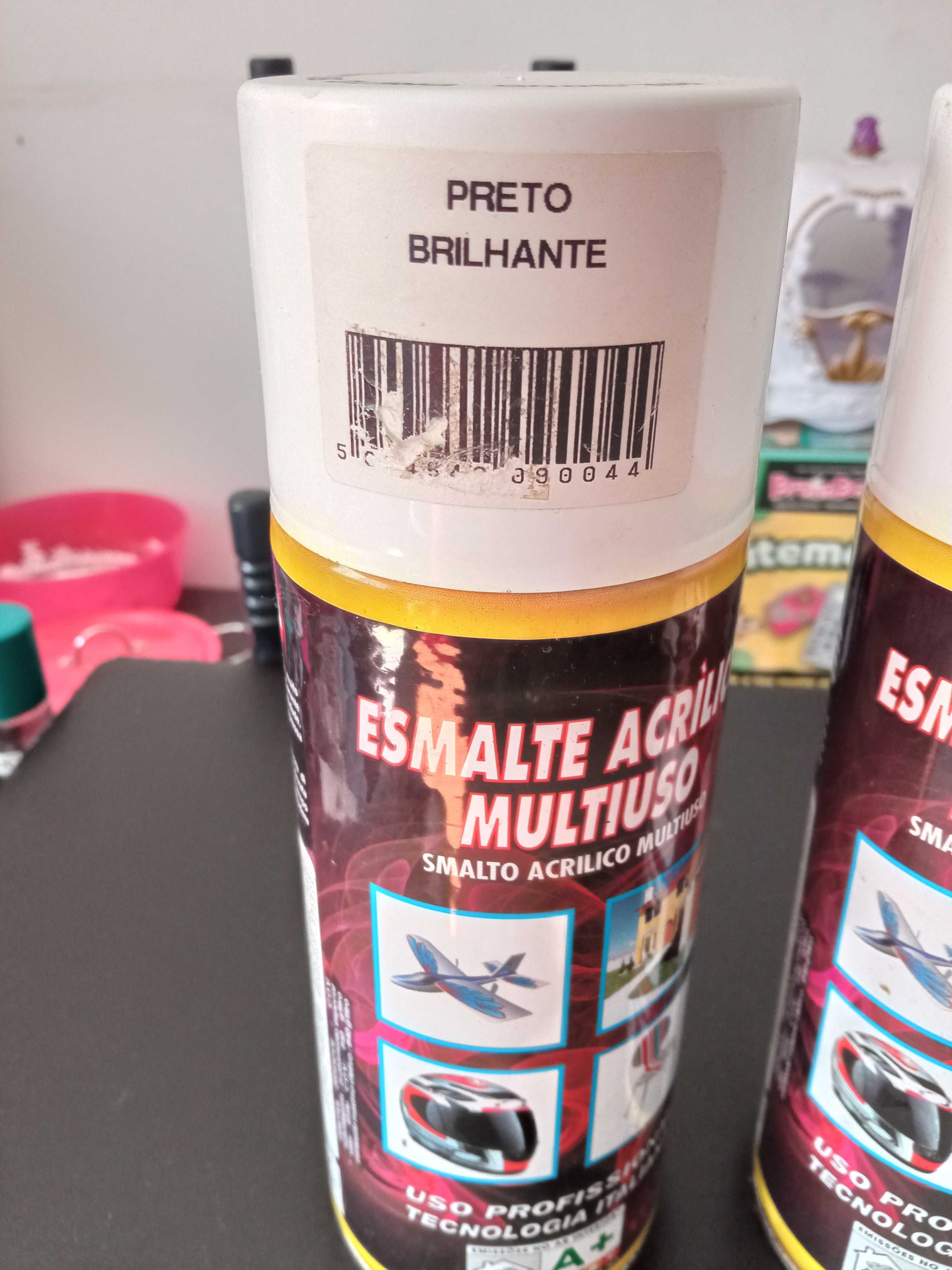2 Latas de Spray de Esmalte Acrílico - Preto Brilhante e Opaco,Fontana