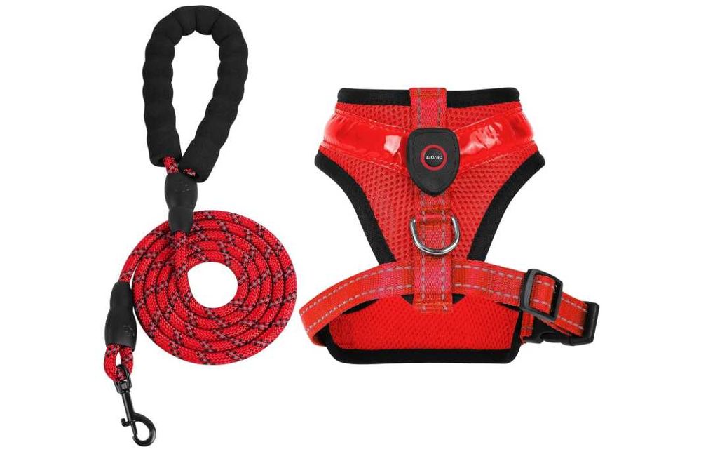 Uprząż do psa świecąca LED z smyczą 1.5M Rozmiar S Nr.985