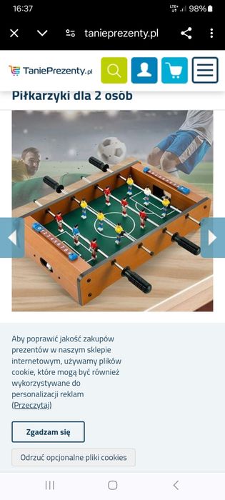 Gra piłkarzyki  dla 2 osób