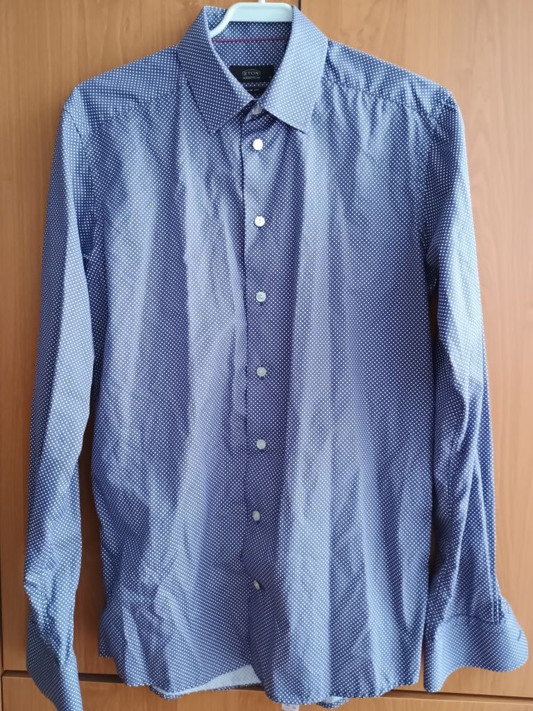Ekskluzywna koszula ETON slim fit w kropki kołnierzyk 40cm