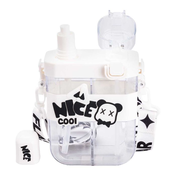 Пляшка для води подвійна Nice 620 мл з трубочкою та мундштуком