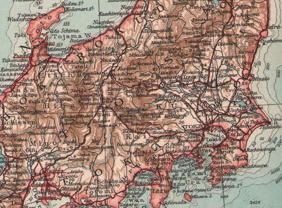 JAPONIA Stara mapa 1911 r. oryginał
