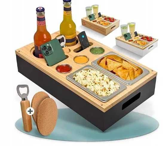 Barek taca na przekąski szklanki 2 miski 40 x 26 x 10 cm Relaxdays