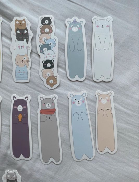 Zestaw zakładek do książek podręczników misie króliczki szkoła zestaw