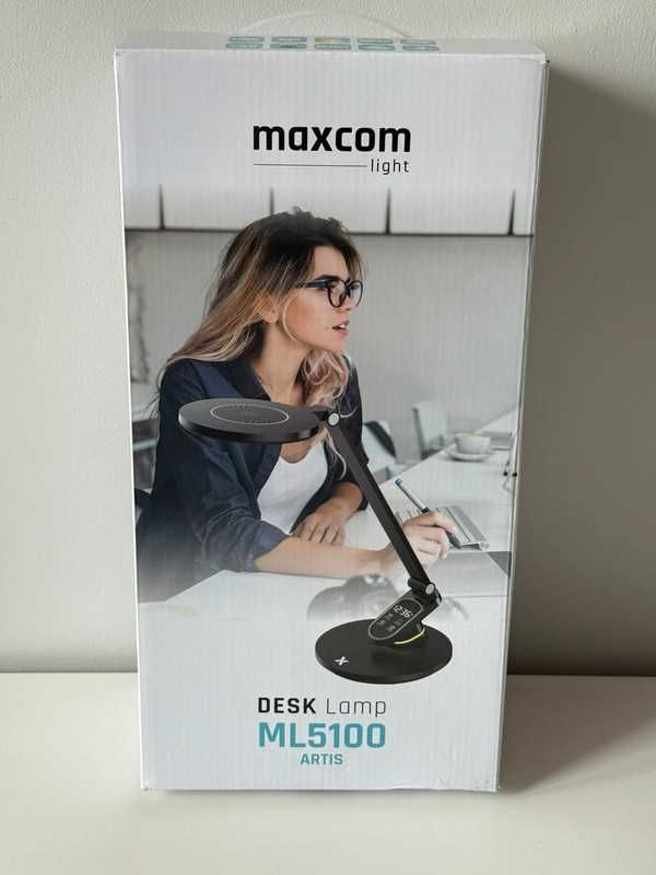 NOWA Lampka biurkowa Maxcom ML5100  szkolna NA BIURKO LED z zegarem