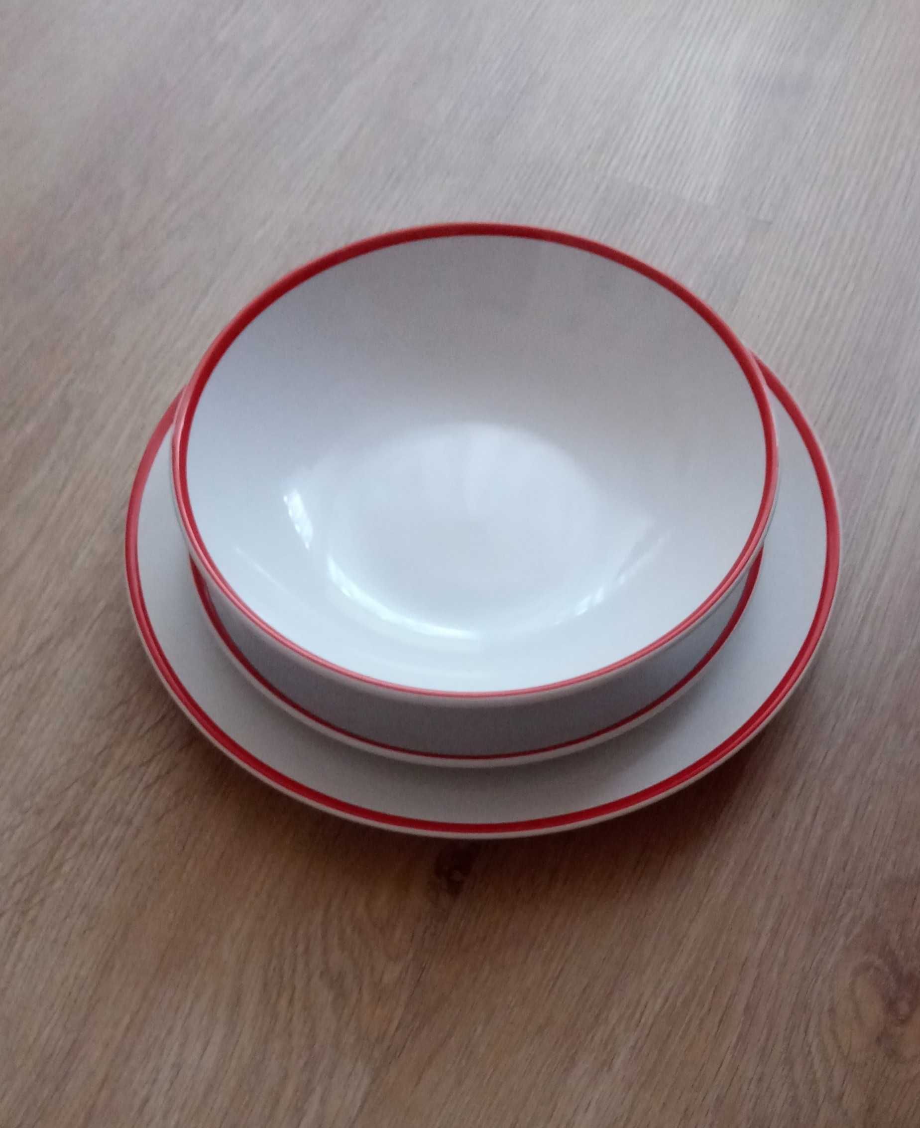 Zastawa stołowa, Biało-Czerwona, 36 elementów,12 osób,F&F Home Basics.