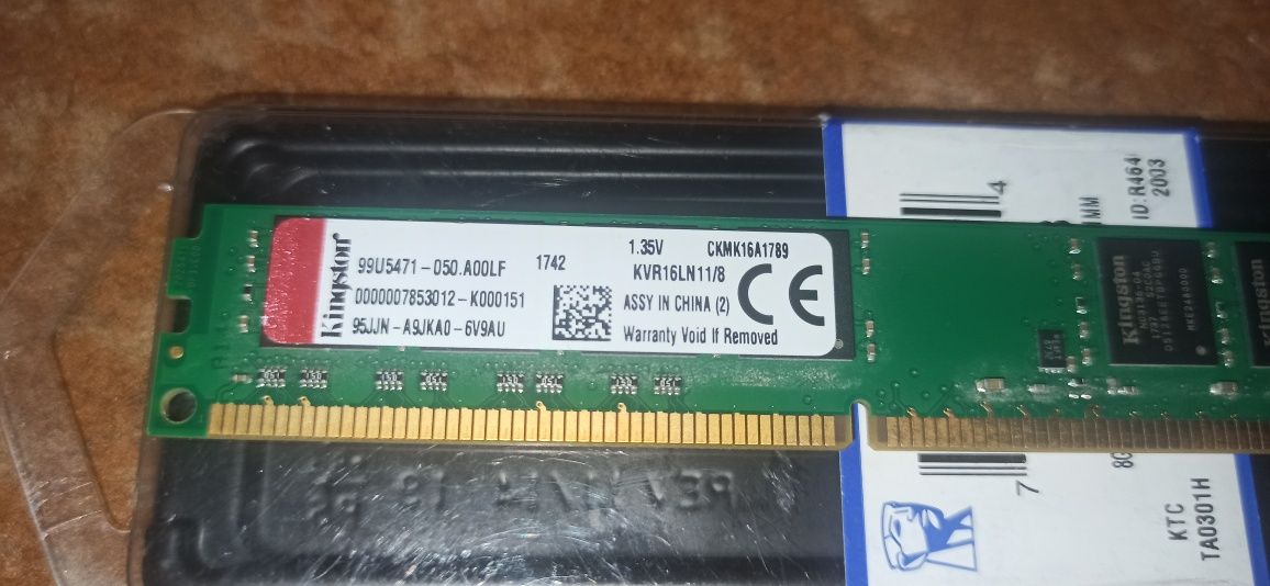 Оперативна память Kingston DDR3 1600 8GB 1.35V, Retail (KVR16LN11/8).