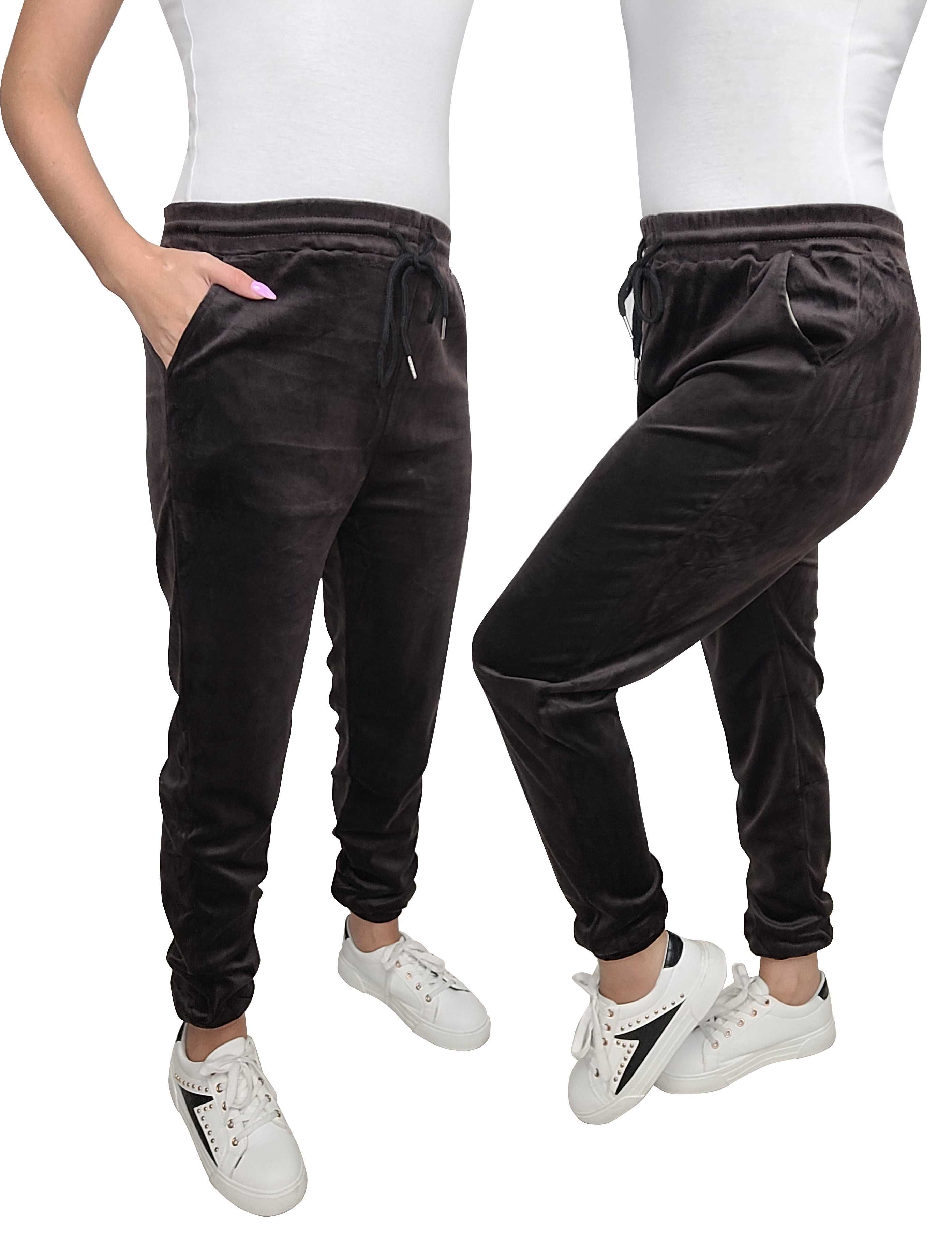 r. 3XL-6XL Spodnie welurowe BRĄZ spodnie dresowe TU 3XL/4XL