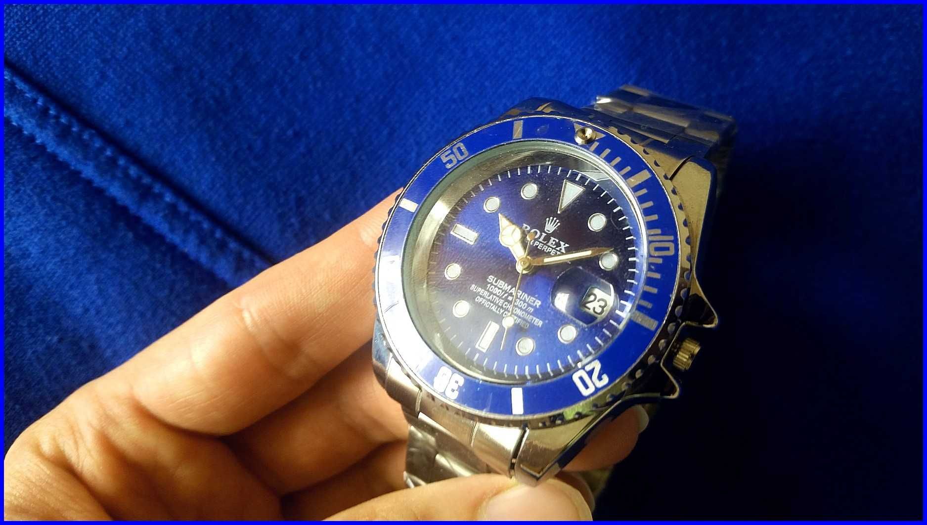 NOWY Zegarek Męski Rolex Submariner Date Blue Dial Obrotowy Bezel 180°