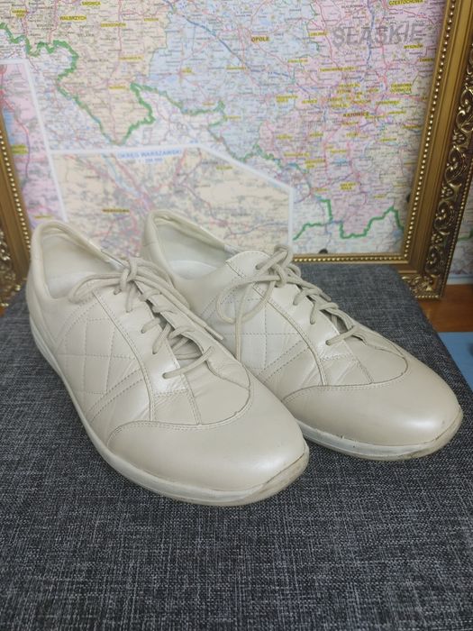 Buty damskie Niemieckie Waldlaufer 40 białe kremowe skóra naturalna