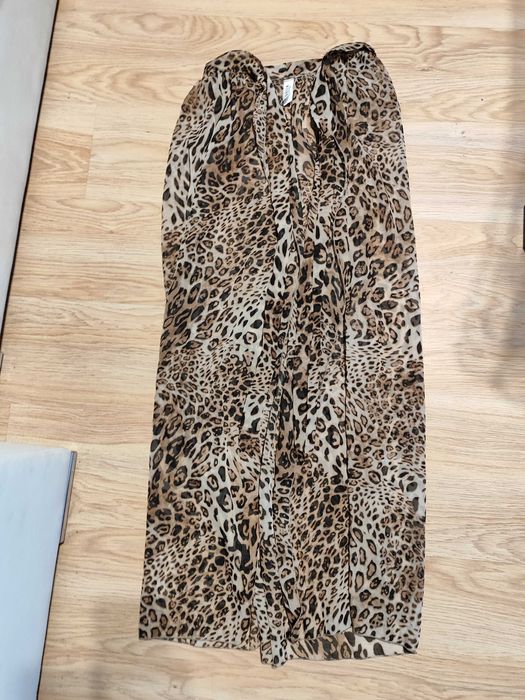 Spódnica w panterkę wiązana wokół 36 peleryna fryzjerska Shein