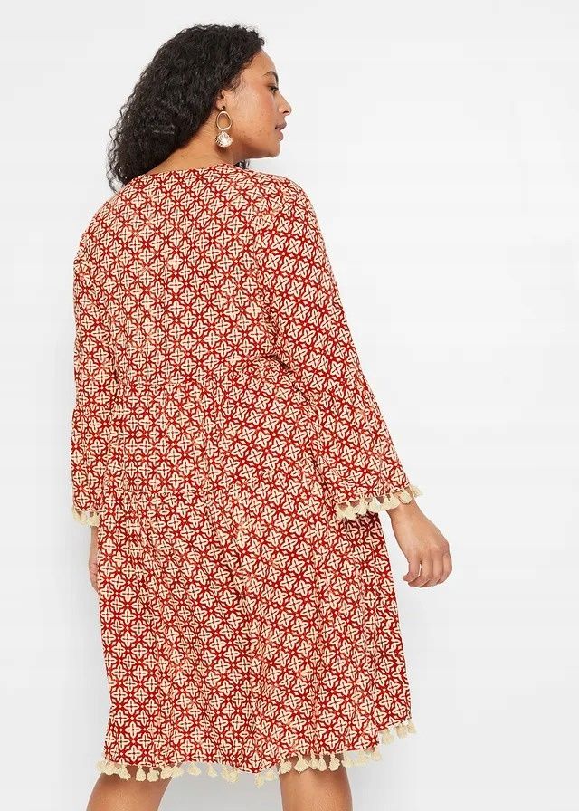 B.P.C sukienka tunikowa we wzory z frędzlami boho r.42