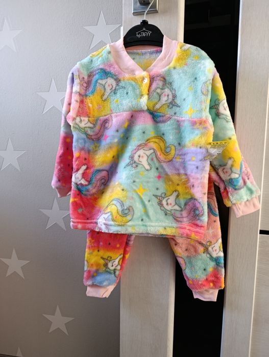 Дитяча махрова піжама для дівчаток єдиноріг юнікорн 86,92,98,104р