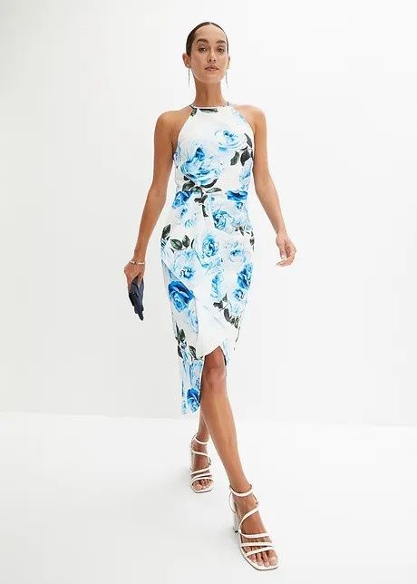 B.P.C sukienka midi w kwiaty dekolt halter ^44/46