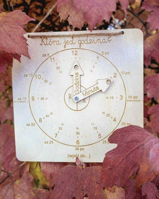 Drewniany zegar edukacyjny Montessori – nauka godzin dla dzieci