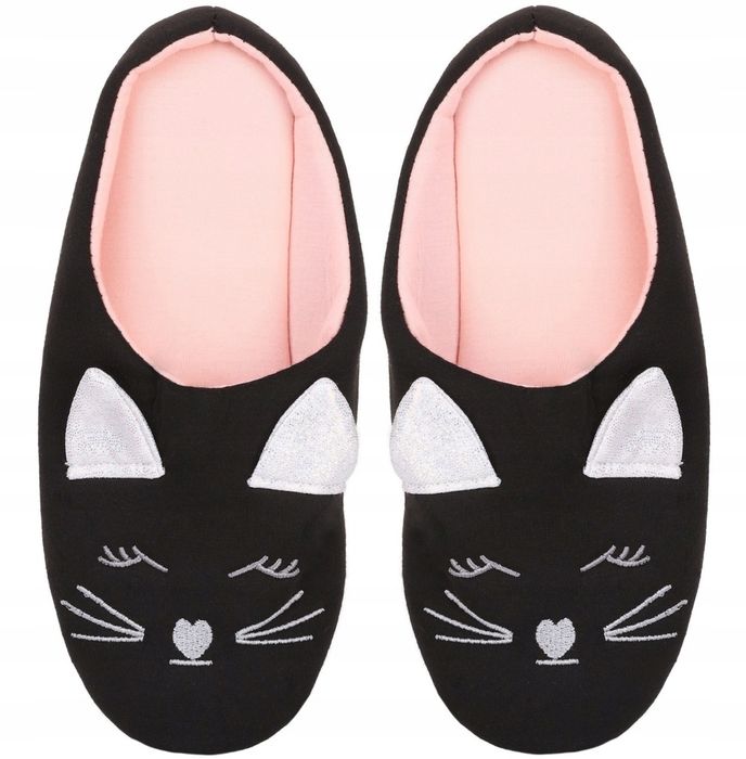 Kapcie Bambosze Damskie Milusie Ciepłe Kotki Wsuwane MORAJ 36-37