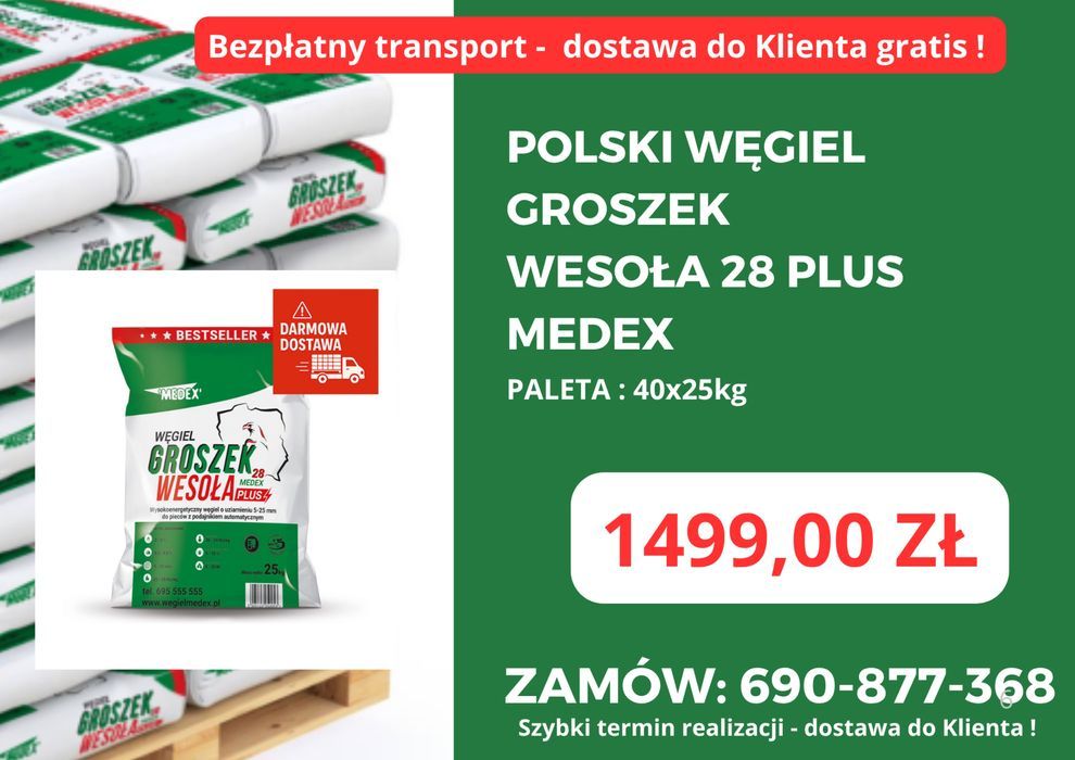 POLSKI WĘGIEL : Groszek Wesoła 28 Plus - Dostawa GRATIS !