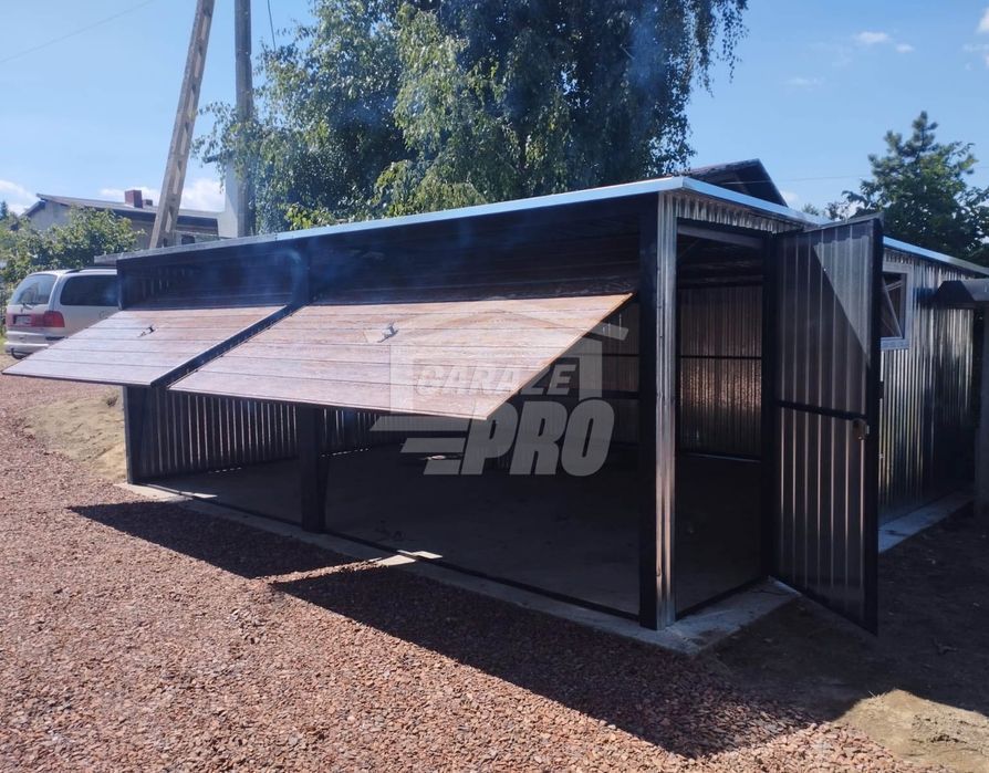 Garaż blaszany 6x6 2x Brama + drzwi 2x okno pod ocieplenie GP205