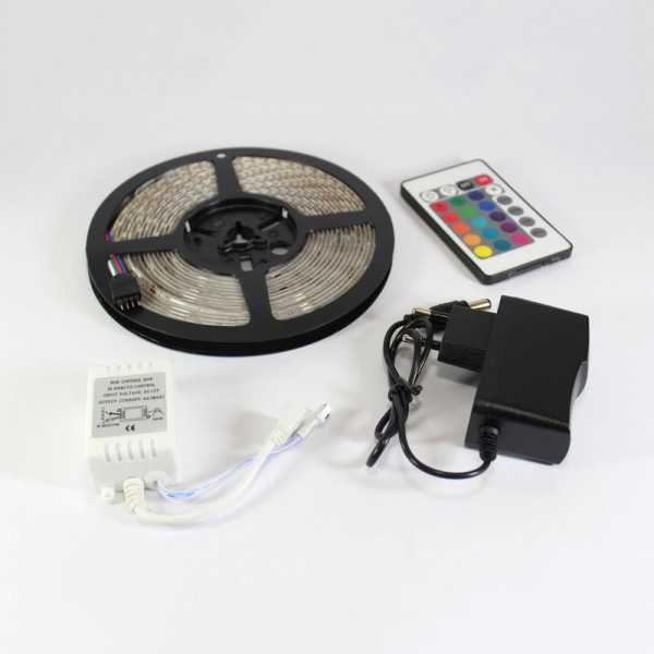 Світлодіодна стрічка RGB LED 5 м з пультом та блоком живлення