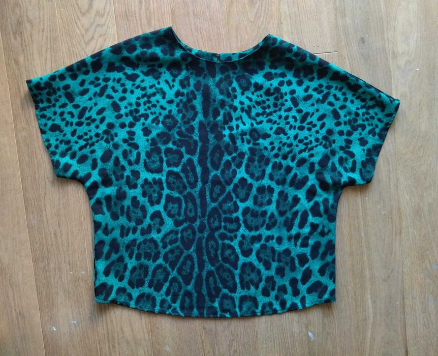 Bluzka oversize, zielona panterka, cętki, retro 80s, rock